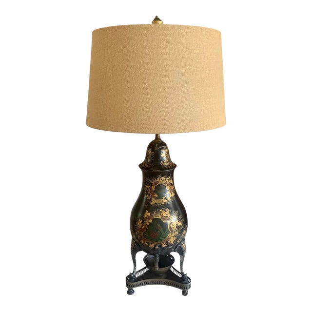 Antique Painted and Gilded Samovar Lamp For Sale