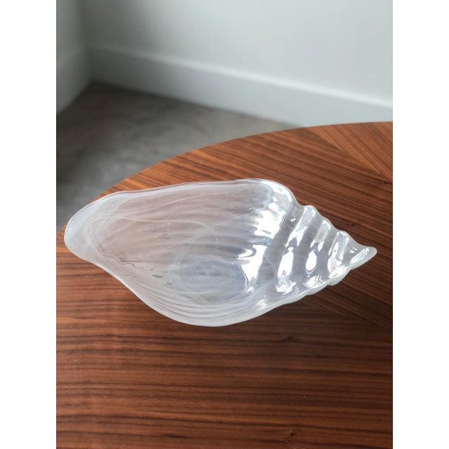 1970s 1970s Vintage Opaline Spun Glass Seashell Dish For Sale - Image 5 of 6