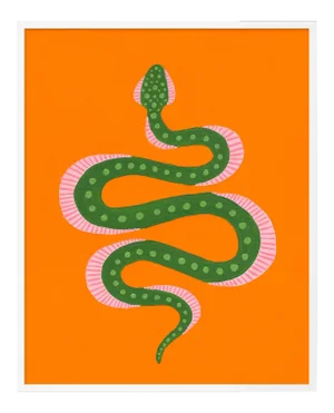 Marmalade the Snake by Willa Heart in White Framed Paper, XS Art Print