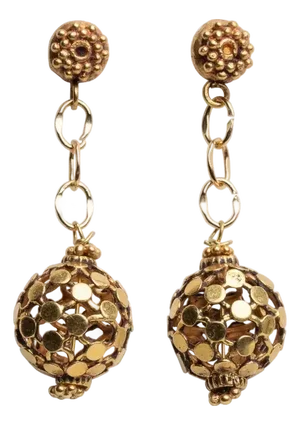 18 Karat Gold Ball Dangle Earrings by Deborah Lockhart Phillips