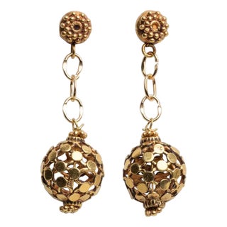 Late 20th Century Pair of 18 Karat Gold Ball Dangle Earrings by Deborah Lockhart Phillips For Sale