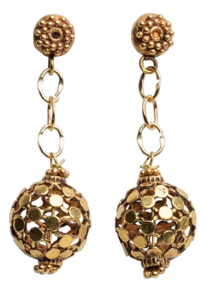 Late 20th Century Pair of 18 Karat Gold Ball Dangle Earrings by Deborah Lockhart Phillips