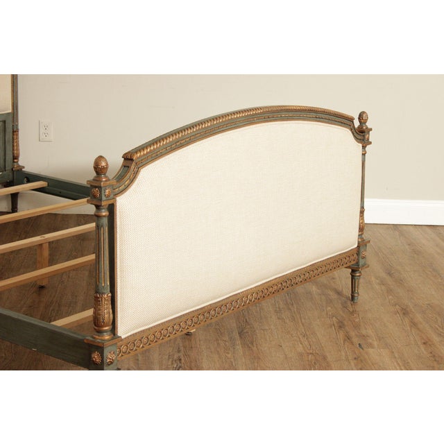 Wood French Market Collection Louis XVI Style Upholstered Queen Bed Frame with Painted Finish For Sale - Image 7 of 18