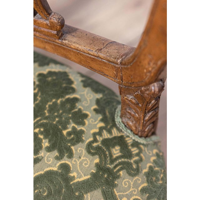 Tuscan 18th Century Walnut Sofa from Villa Fioravanti with Carved Lyre Motifs For Sale - Image 14 of 14
