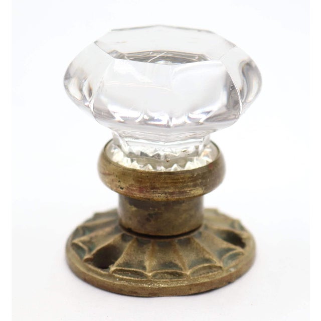 Antique Octagon Clear Glass Brass Dummy Door Knob For Sale - Image 4 of 5