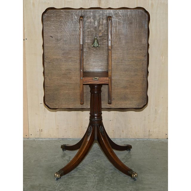 Large Antique Carved Hardwood & Green Leather Tilt Top Centre Table For Sale - Image 17 of 18