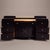 Art Deco Art-Deco Bar Cabinet in High-Gloss Piano Black With Brass Hardware & Gold Leaf For Sale - Image 3 of 9