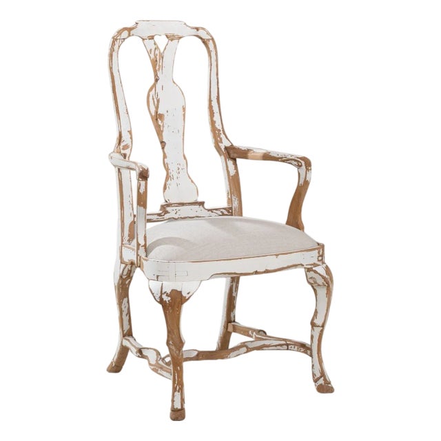 20th Century Swedish Rococo Revival Wood Patinated Dining Chair For Sale