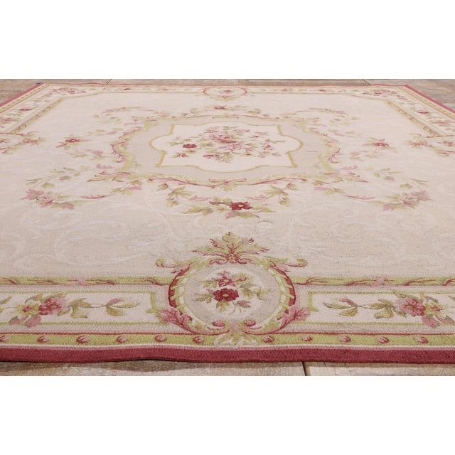 Vintage Indian Aubusson Hooked Rug, 11'00 X 14'00 For Sale - Image 9 of 10