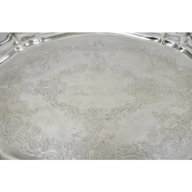 Antique Gorham Silver Plated Victorian Oval Butlers Serving Platter Bar Tray For Sale In Philadelphia - Image 6 of 12
