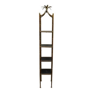 20th C. Hollywood Regency Faux Bamboo Metal 4-Tier Etagere For Sale