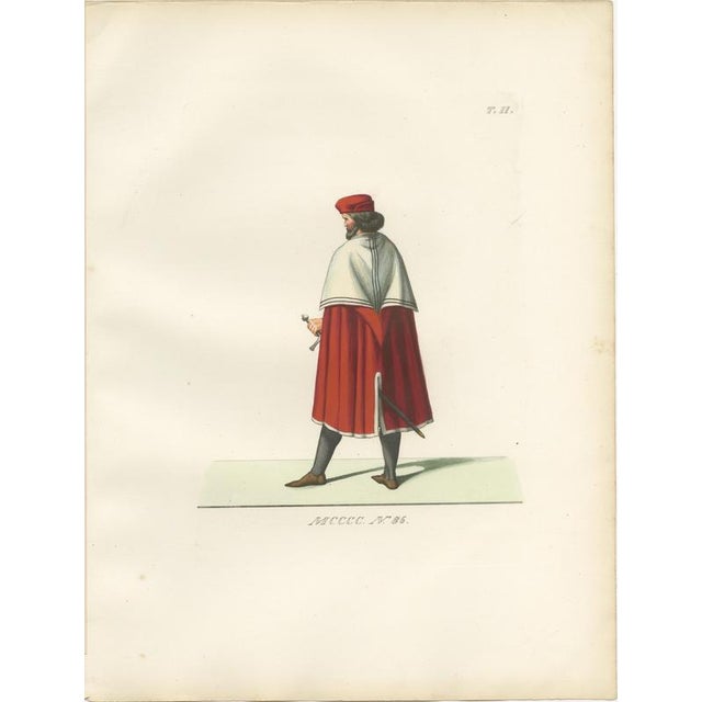 P. Mercuri, Medieval Courtly Costumes and Figures, 1845, Lithograph, Set of 10 For Sale - Image 3 of 14