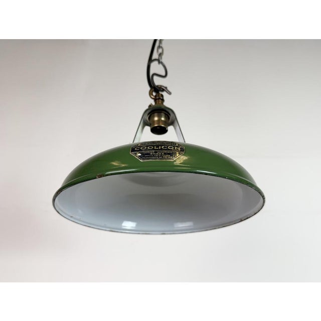 1950s Industrial Green Enamel Factory Pendant Lamp from Coolicon, 1950s For Sale - Image 5 of 16