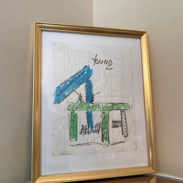 Drawing/Sketching Materials 1990s Figurative Abstract Sketch by Purvis Young, Framed For Sale - Image 7 of 8