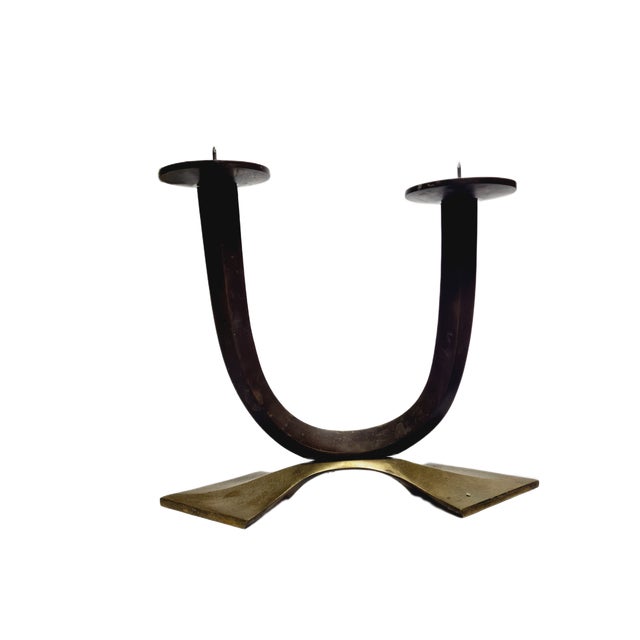 Metal Art Deco Style 2-Armed Candleholder, Germany, 1950s For Sale - Image 7 of 16