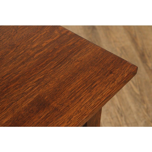 1990s Stickley Mission Style Oak Side Or Writing Table For Sale - Image 5 of 12