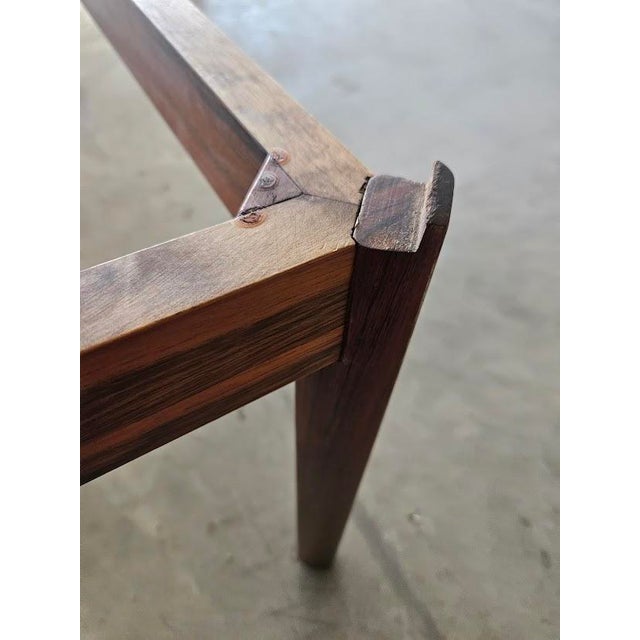 Mid Century Modern Brazilian Rosewood Coffee Table With Smoked Glass Top For Sale In Savannah - Image 6 of 9