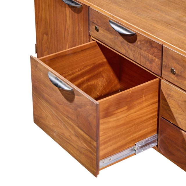 Wood Jens Risom Mid Century Walnut Credenza For Sale - Image 7 of 10