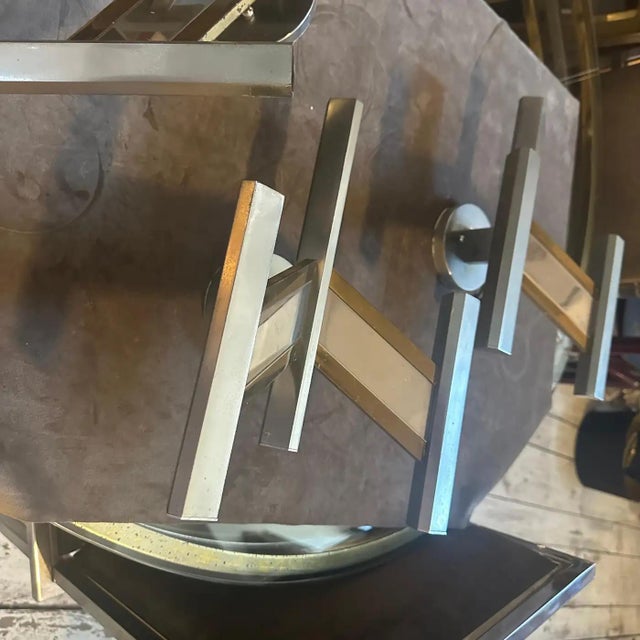 Metal 1960s Mid-Century Modern Brass and Steel Italian Wall Sconce by Gaetano Sciolari For Sale - Image 7 of 16