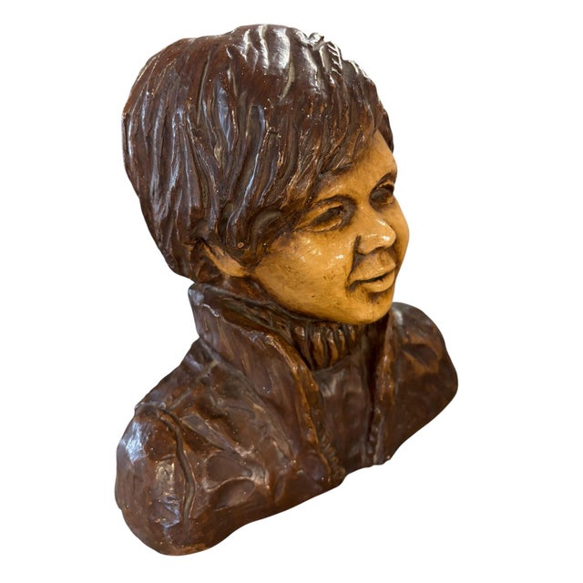 1971 Vintage Glazed Art Bust Sculpture Attributed to Robert Cole For Sale - Image 4 of 8