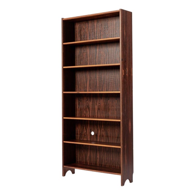 Mid Century Rosewood Bookcase, Scandinavian Tall Display Shelf, 3 Avail For Sale