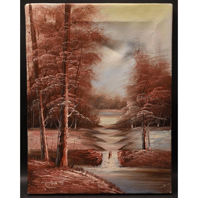 American 1970s Crimson Creek Oil Painting For Sale - Image 3 of 3