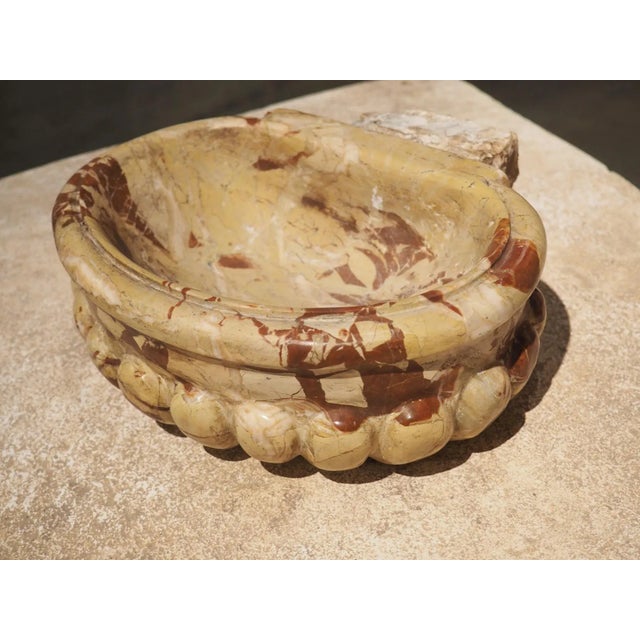Small Italian Beige and Burgundy Marble Lobed Basin or Vide Poche For Sale - Image 10 of 11