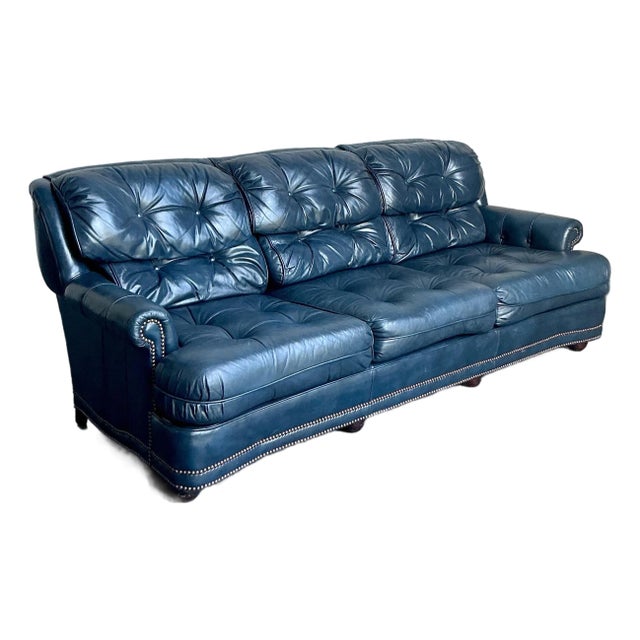 Vintage Boho American Leather Tufted Chesterfield Sofa For Sale