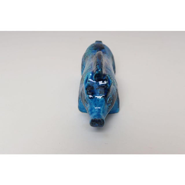 1960s Vintage Italian Rimini Blu Ceramic Boar by Aldo Londi for Bitossi For Sale - Image 5 of 13