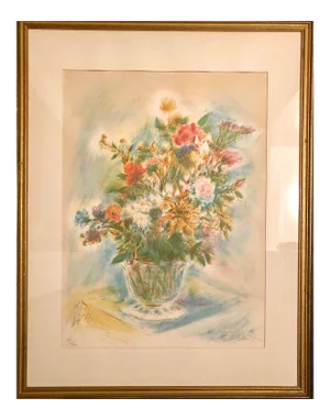 Signed "Wild Flowers" by Ira Moskowitz, Framed LIthograph