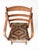 Antique folding campaign chair featuring a sculptural oak frame, softly curved arms, and a woven textile sling seat. The...