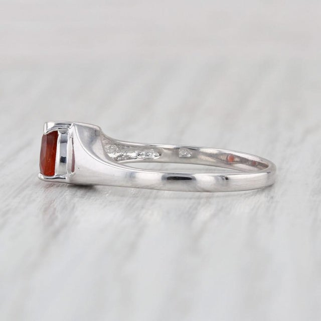 Modern 1980s 0.60ct Pear Orange Tourmaline Solitaire Ring 14k White Gold Size 7 For Sale - Image 3 of 8