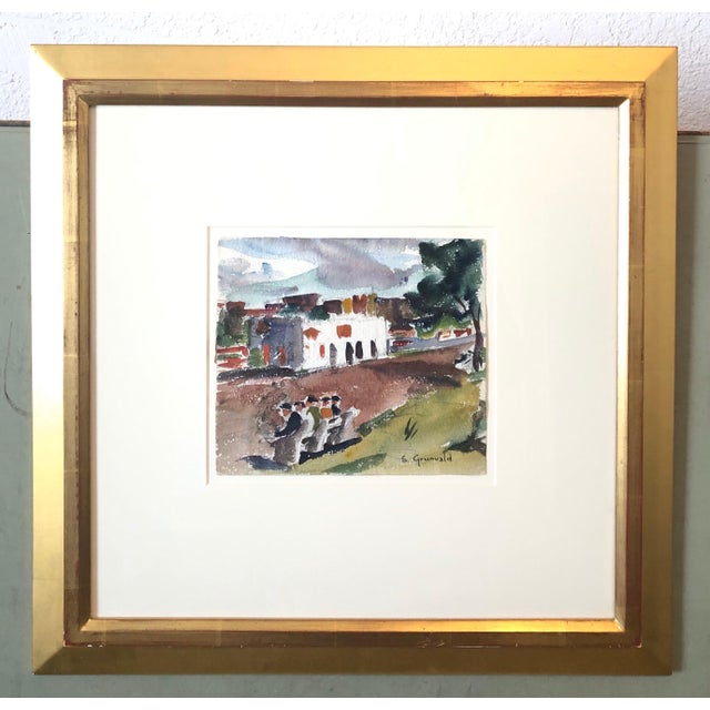 Samuel Grunvald, 1930's American WPA Modernist New York City Watercolor Painting Harlem River Dr, c.1938 For Sale In Miami - Image 6 of 6