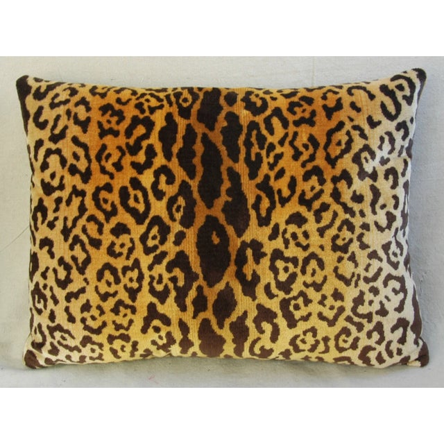 English Scalamandre Silk Leopardo Leopard Velvet Feather/Down Pillows 24" X 18" - Pair For Sale - Image 3 of 6