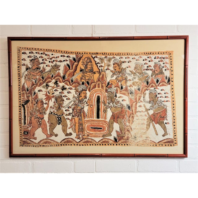 A masterful example of Kamasan narrative painting from Bali, this textile panel depicts an episode from the Mahabharata...