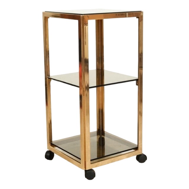 Vintage Trolley in Metal and Smoked Glass, 1970s For Sale