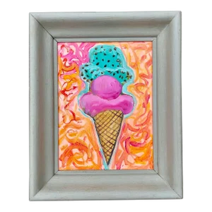 Contemporary Original Painting of Mint Chocolate Chip & Raspberry Ice Cream by Alex McCay