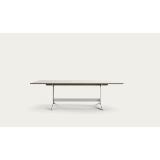Salto and sigsgaard council table tabletop rectangular: mushroom linoleum + solid edges: oak dark oil for one collection...