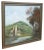 Mid century 1950s framed German pastel painting of a hilly landscape by a river centered on a stone castle or chateau and...