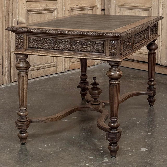 19th Century French Neoclassical Walnut Desk ~ Double Faced For Sale - Image 15 of 18