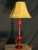 Vintage Style Red Table Lamp With Beige Fabric Shade For Sale - Image 9 of 10