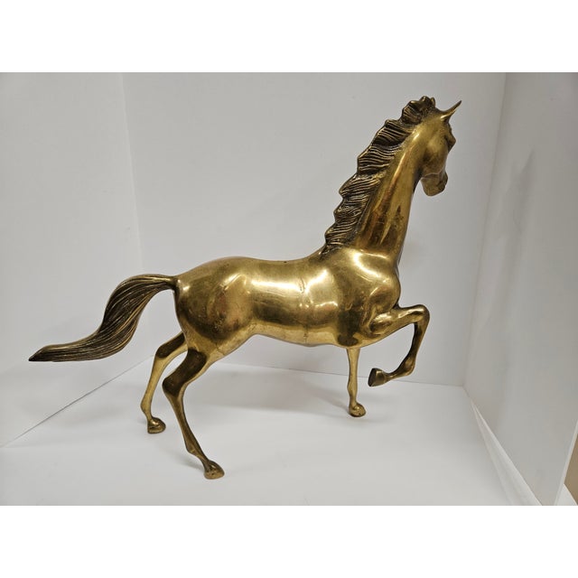 Mid 20th Century Vintage Large Brass Horse - Equestrian Figurine For Sale - Image 5 of 12