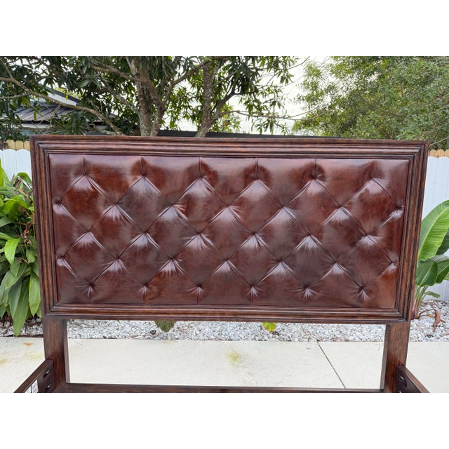 Bernhardt Tufted Lather Headboard King Size Bed For Sale In West Palm - Image 6 of 12
