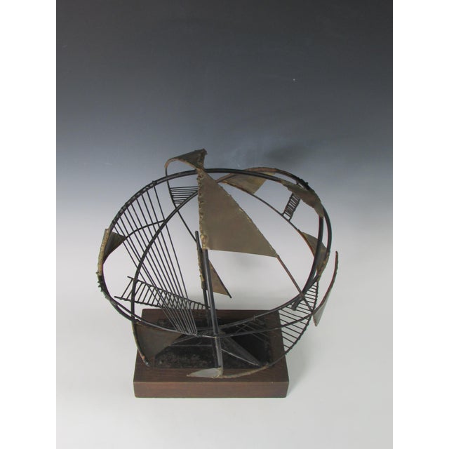 Mid 20th Century Brutalist Torch Cut and Welded Skeleton Sphere Table Top Sculpture For Sale - Image 10 of 11