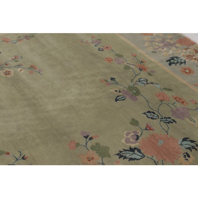 Rug & Kilim Rug & Kilim’s Chinese Art Deco Inspired Rug, Florals Over Light Green and Blue For Sale - Image 4 of 8