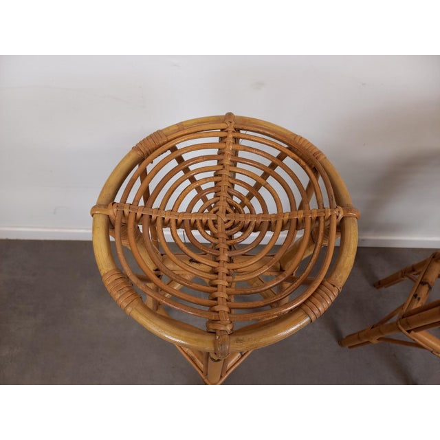 Vintage Rattan Stools, 1960s, Set of 2 For Sale - Image 14 of 18