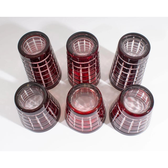 Red Cut to Clear Tumblers and Glasses For Sale In Indianapolis - Image 6 of 6