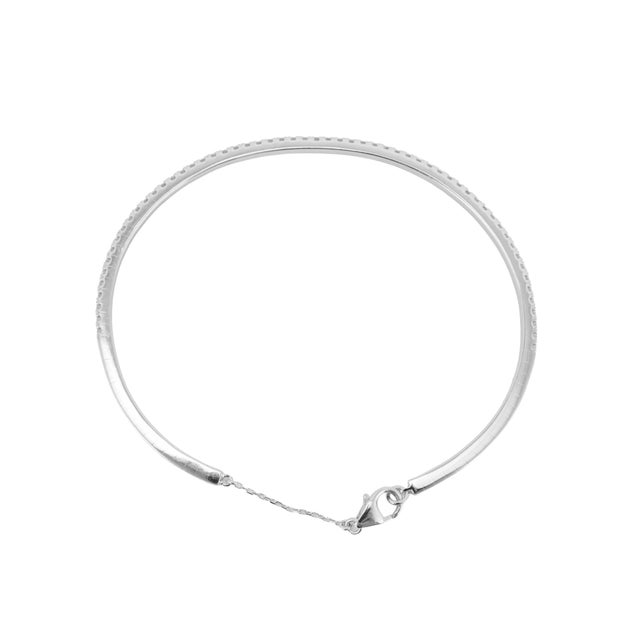 Ladies 14k White Gold 1.50ctw Diamond Flexible Tennis Bangle Bracelet For Sale In Houston - Image 6 of 8