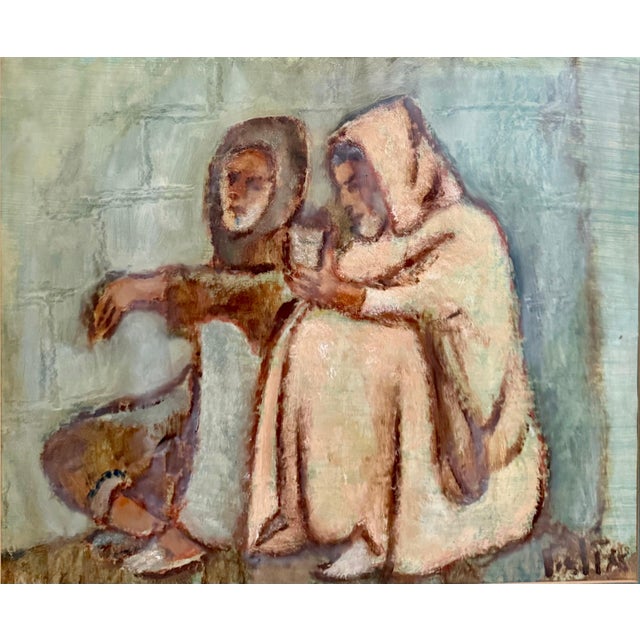 Paint Arieh Allweil, Middle Eastern Men Oil Painting Austrian Israeli Modernist Tel Aviv Museum For Sale - Image 7 of 8