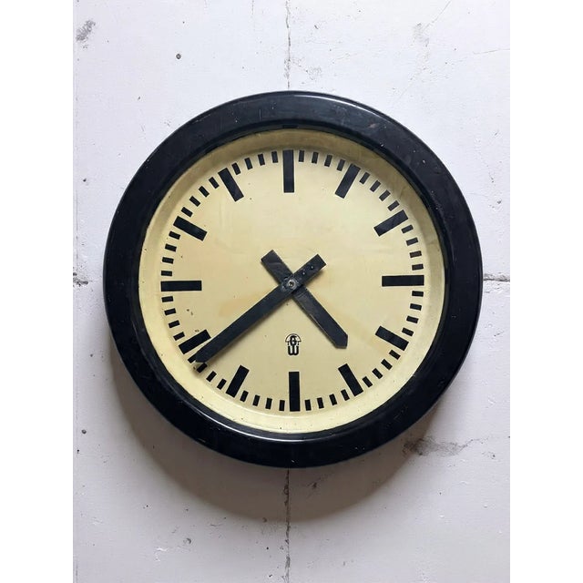 Large 1960's Communist era East German Industrial - railway station / factory clock by GW ( Geratewerk Liepzig ). These...